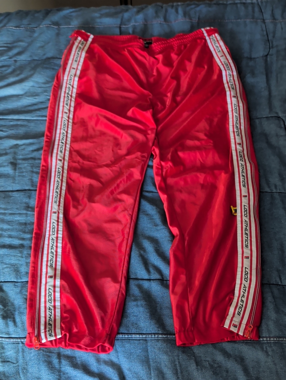 Loco Athletic Vintage Red Track Pants with Side Tape